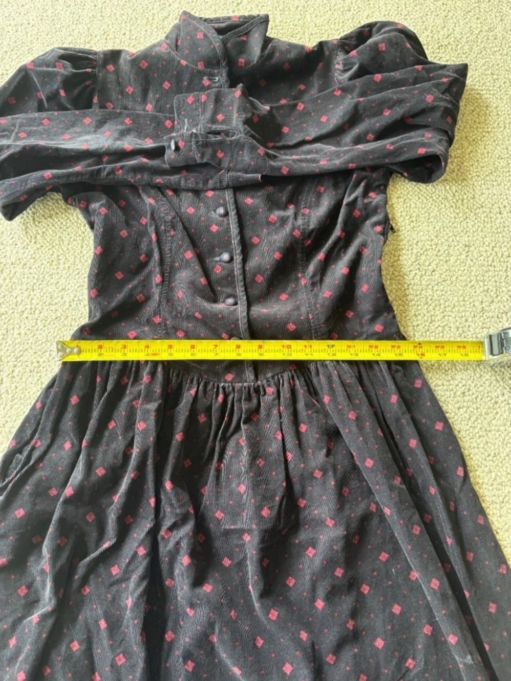 Vintage Laura Ashley Black Corduroy Cottagecore Prairie Dress UK Size 8 Feminine - Picture 14 of 15